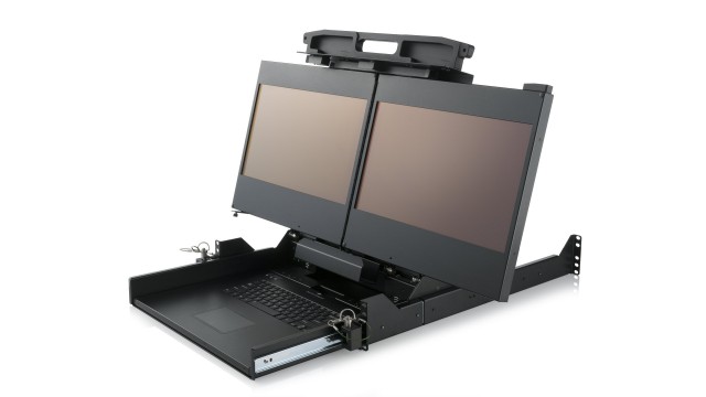 2U 17" dual screen rackmount LCD